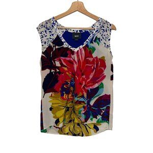 Maeve Anthropologie Multicolour Mixed Boquet Floral Sleeveless Silk Blouse Women